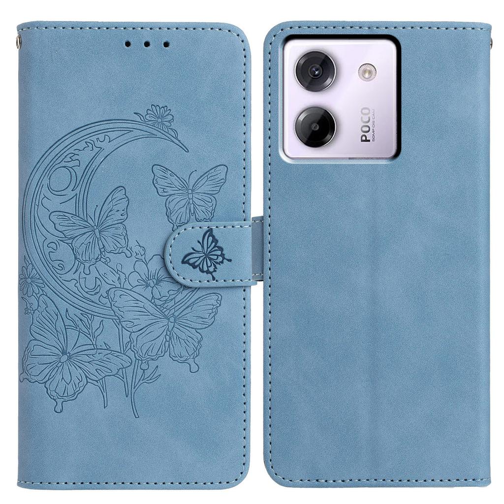 For Xiaomi Poco M7 Pro 5G Case Butterfly Flower Imprinted PU Leather Wallet Stand Phone Cover