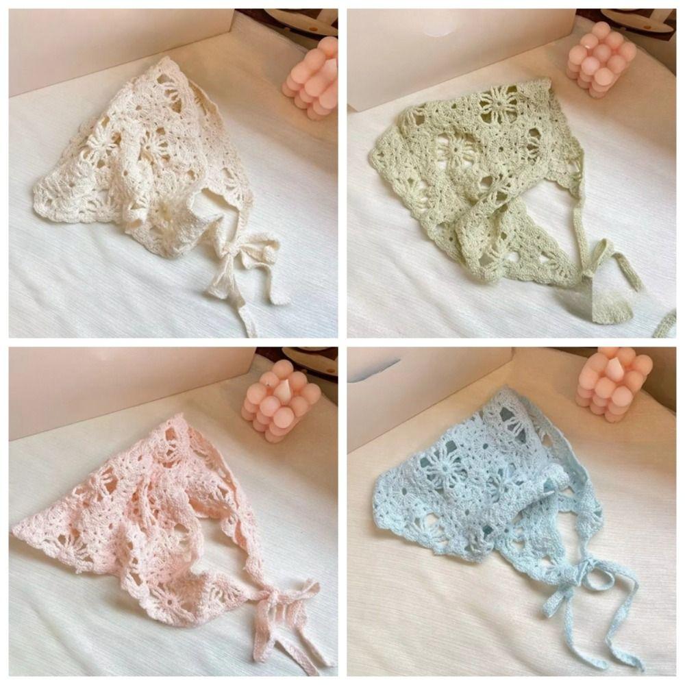 Pastoral Style Triangle Turban French Hollow Out Hair Band Retro Women Hair Scarf  Summer