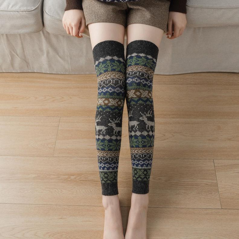 

Women Knee High Sock Boots Autumn Winter Slimming Thick Long Leg Warmers Boot Cuffs Thermal Over The Knee Socks One Size