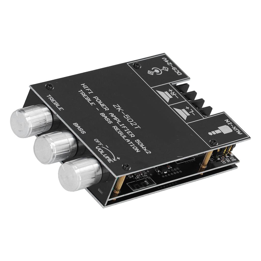 Power Amplifier Board Module Bluetooth Stereo Dual Channel AMP with Treble Bass Control ZK‑502T