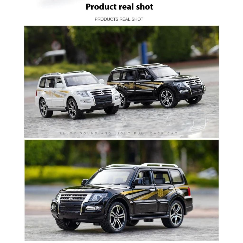 Simulation 1/32 Mitsubishi Pajero Automobile Model Alloy Die Cast Body Strong and Durable Children's Toy Car Model with Sound and Light