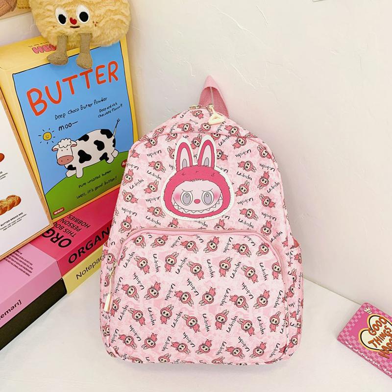 

1 шт. мультяшный лабубу модный печатный рюкзак детская школьная сумка милый большой емкости детский легкий рюкзак сумка розовый