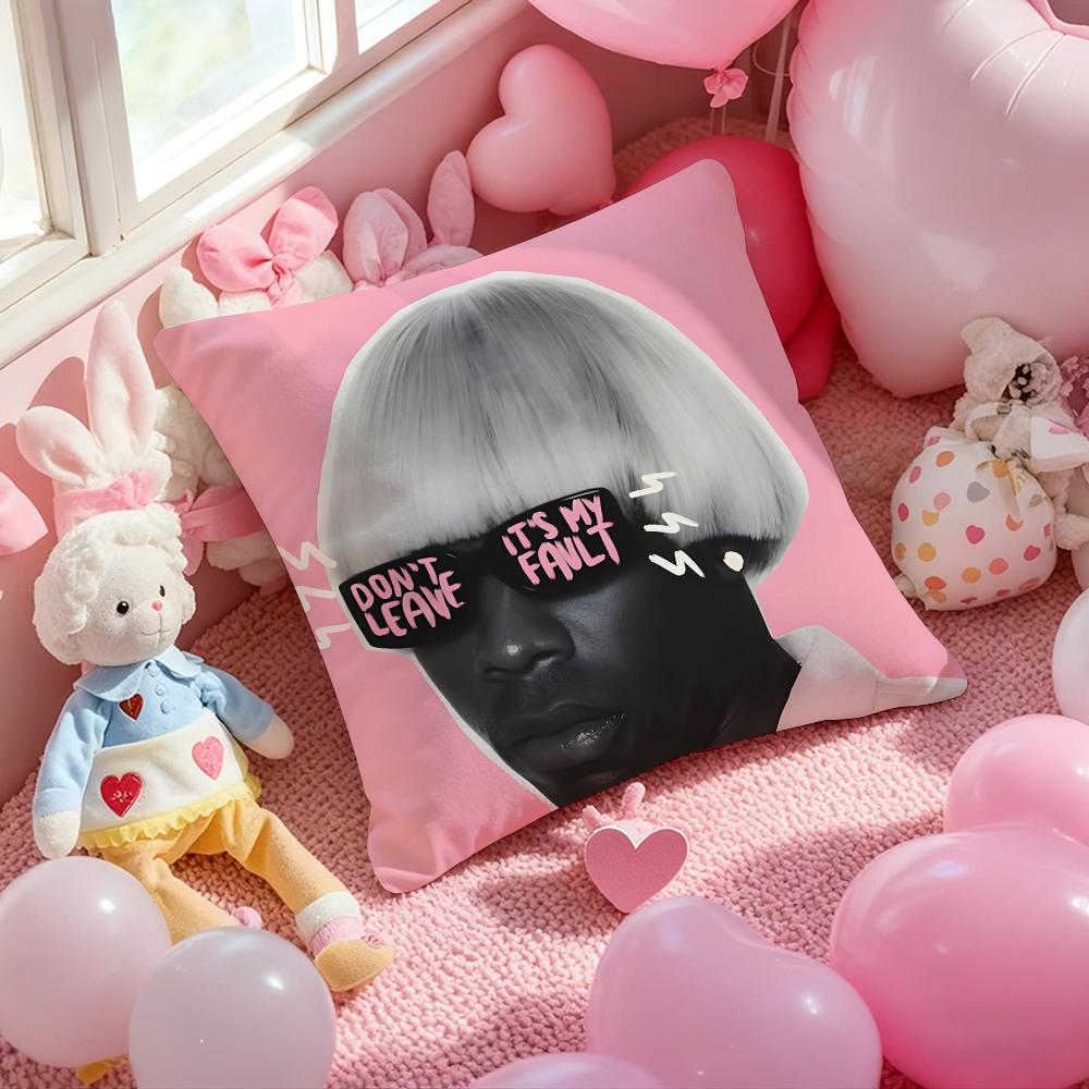 Rapper T-Tyler the Creator Cushion Cover Pattern Printed Pillowcase for Living Room Sofa Cushion Cover & Bedroom Decor