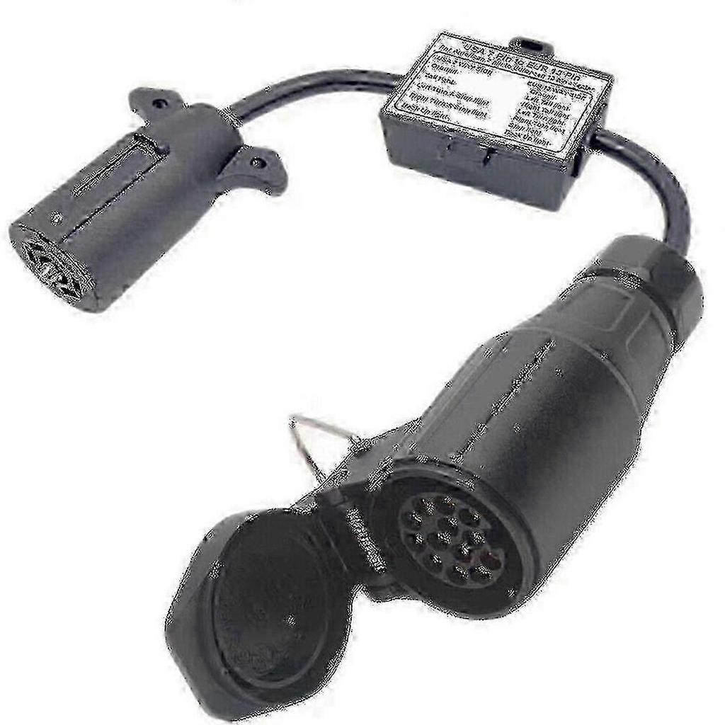 Usa To European Trailer Light Converter 7 Way Flat Socket (us Vehicle) To 13-pin Round Plug (eu Tra