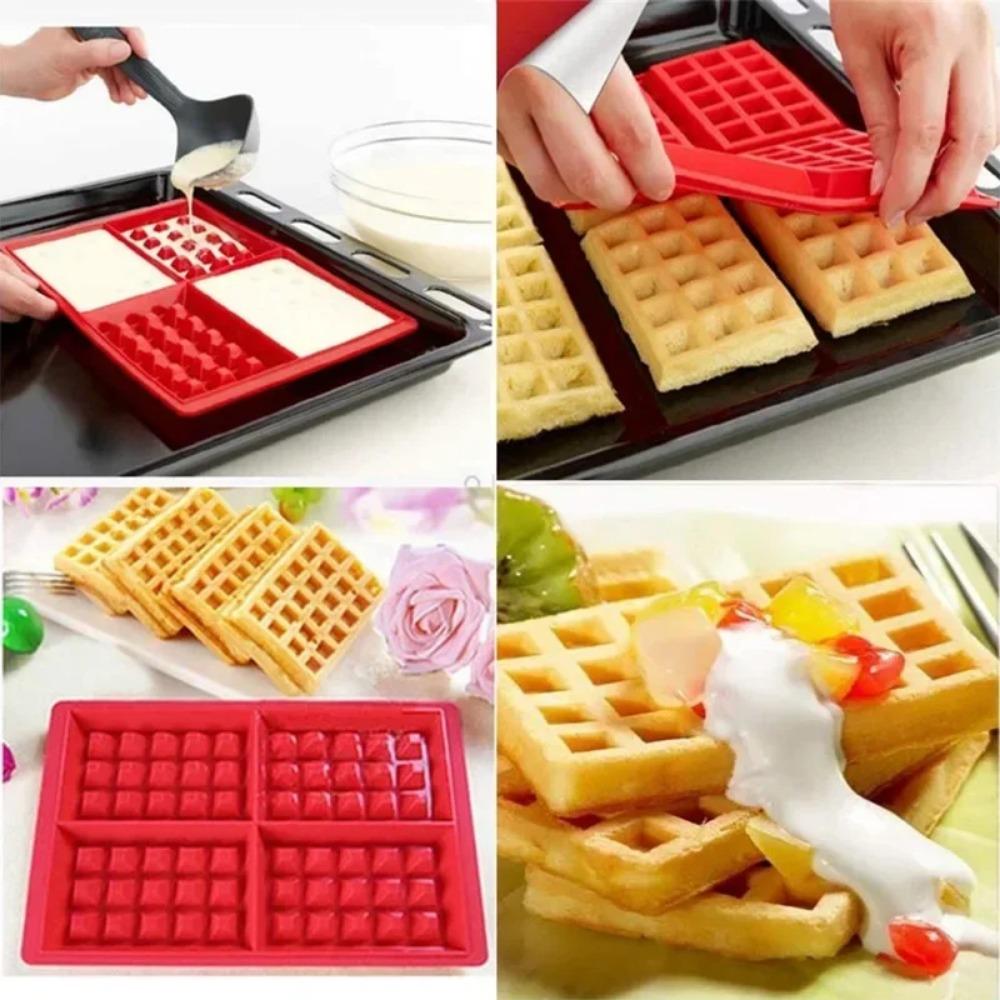 Silicone Waffle Mold DIY Cookie Chocolate Candy Fondant Baking Mold for Mini Muffin Dessert Cake Baking Tray Non-stick