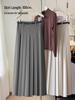 Tall Plus Size Gray Pleated High-Waisted A-Line Skirt for Women