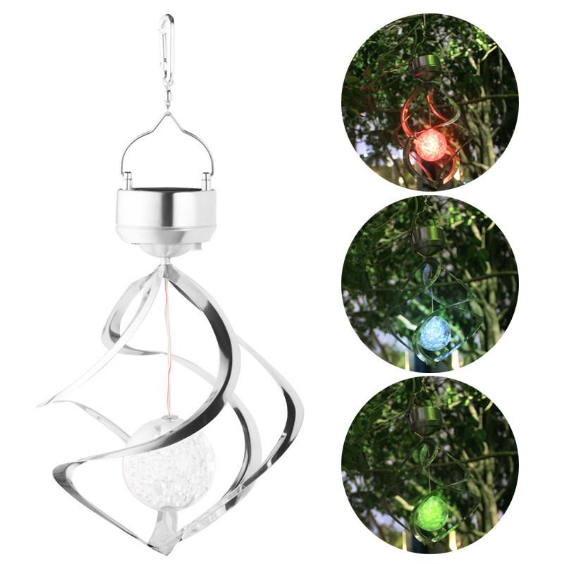 Solar Garden Wind Spinner Led Light Waterproof Rgb Colorful Lawn Decor For Outdoor Landscaping