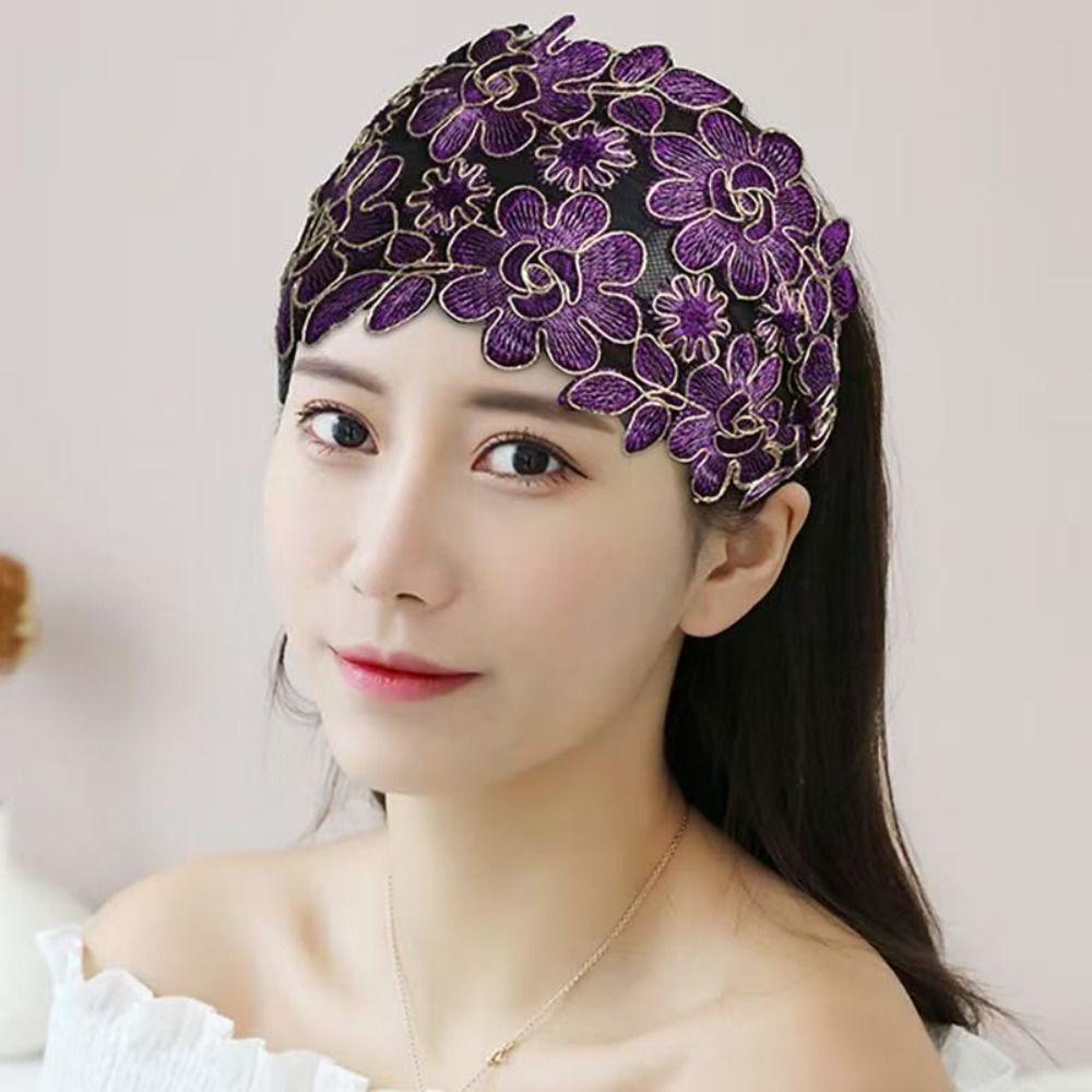 Floral Pattern Lace Headband Wide Headband Lace Mesh Hair Band New Hair Hoop Daily Wear