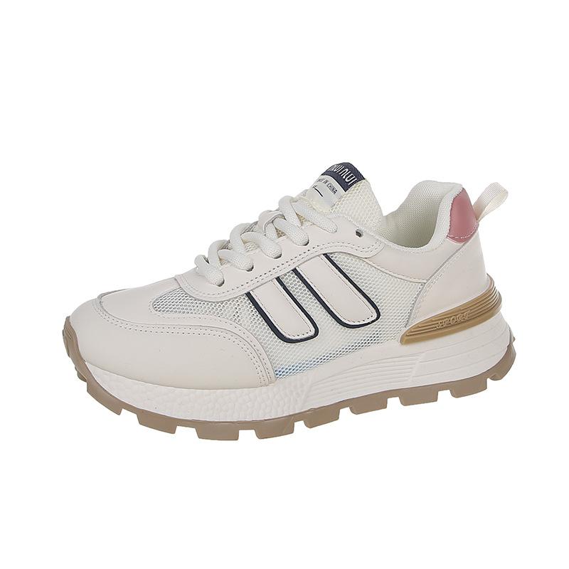 Leather Mesh Breathable Thin Sneakers Children's Summer New Thick-soled Lightweight Casual Waffle Forrest Gump Shoes