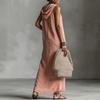 Hooded Sleeveless Maxi Dress for Women Button Down Casual Shirt Dress with Pockets Summer Beach Sweatshirt Long Dress