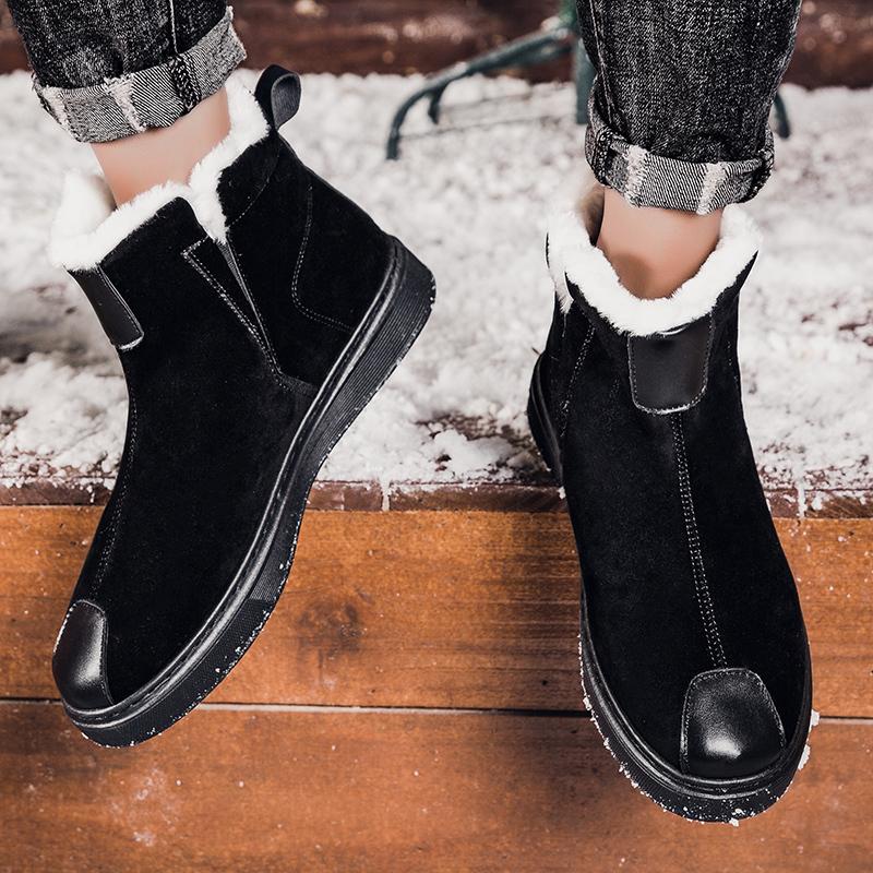 Snow Boots Men's Thick Velvet Outdoor Winter Fashion Warm and Comfortable Short Boots Cotton Shoes Men's Cotton Shoes