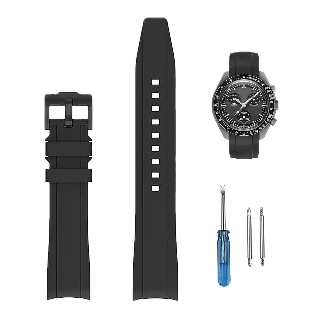 20mm Silicone Watch Band for and Waterproof and Omega, Swatch, MoonSwatch, Speedmaster, Rolex, Seiko. Sweatproof.