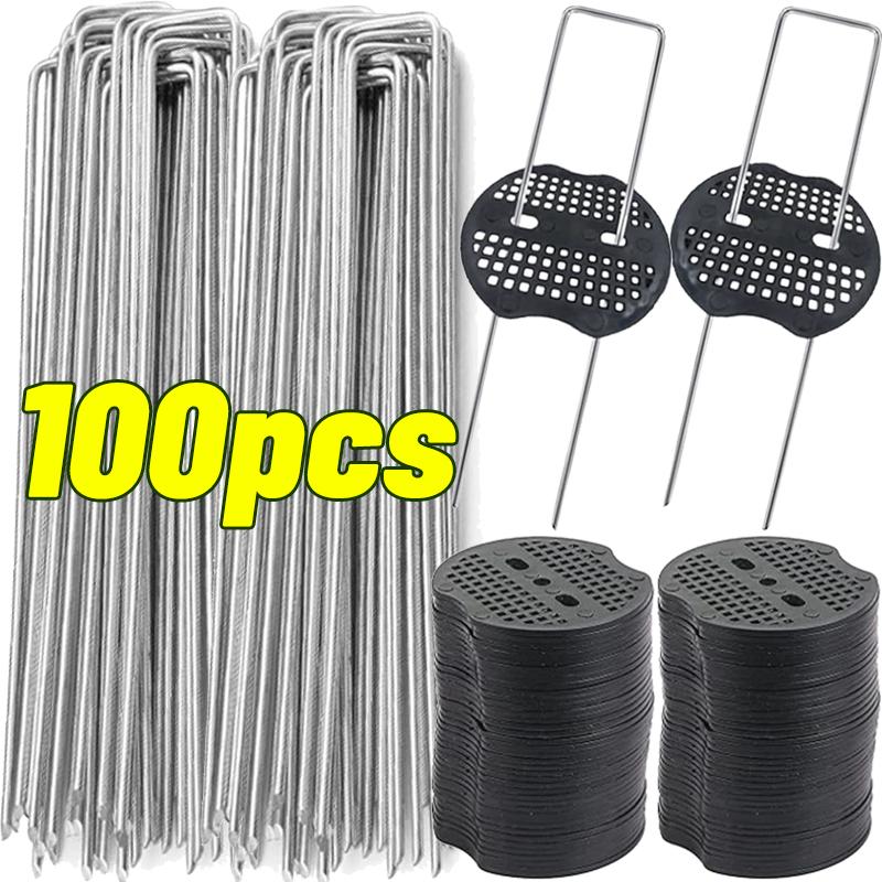 Galvanized Steel Garden Stakes U-Shape Landscape Pins Staple Ground Nail Fence Irrigation Tubing Film Fixed Pegs Gardening Tools