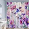 Purple Floral Hummingbird Shower Curtains Butterfly Birds Flowers Plant Modern Polyester Home Bathroom Curtain Decor With Hooks