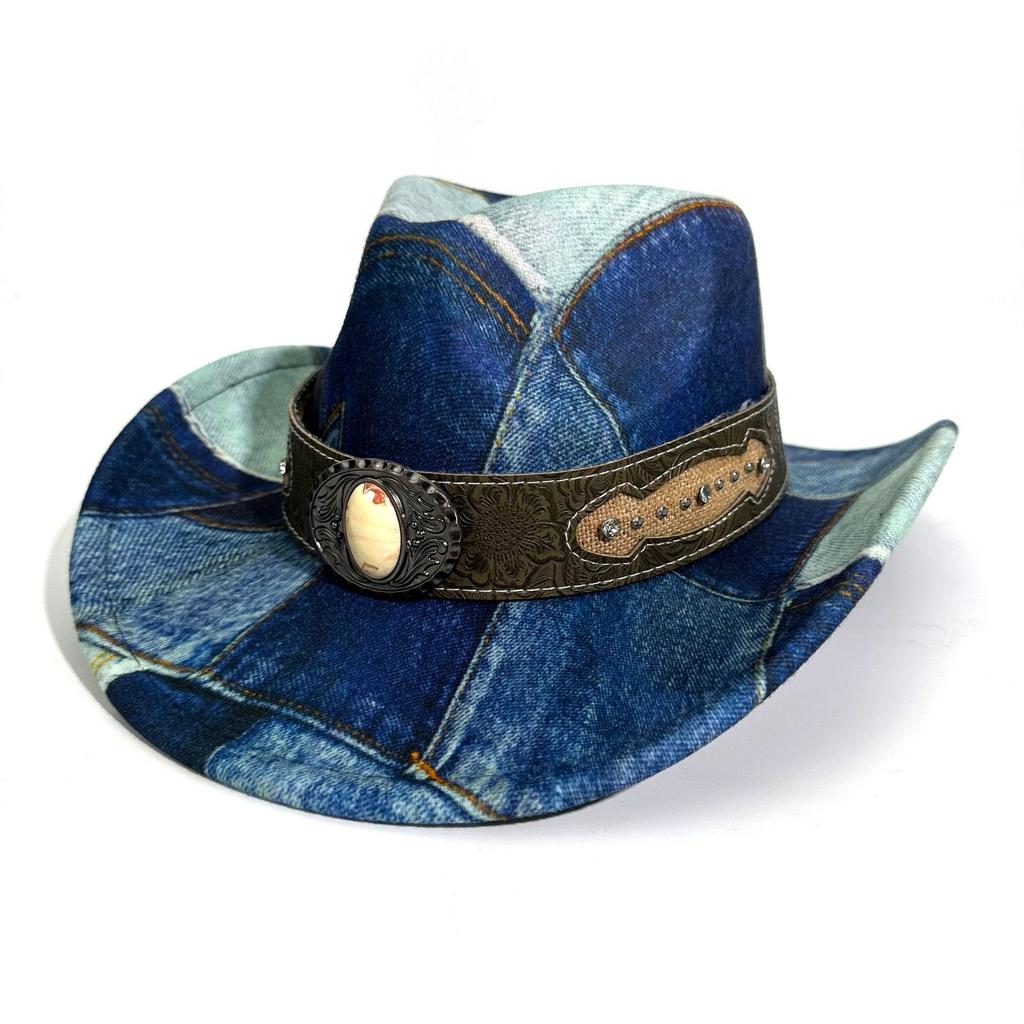 Western Cowboy Hat Retro Retro Color Matching Peach Top Jazz Hat Men'S And Women'S Versatile Top Hat