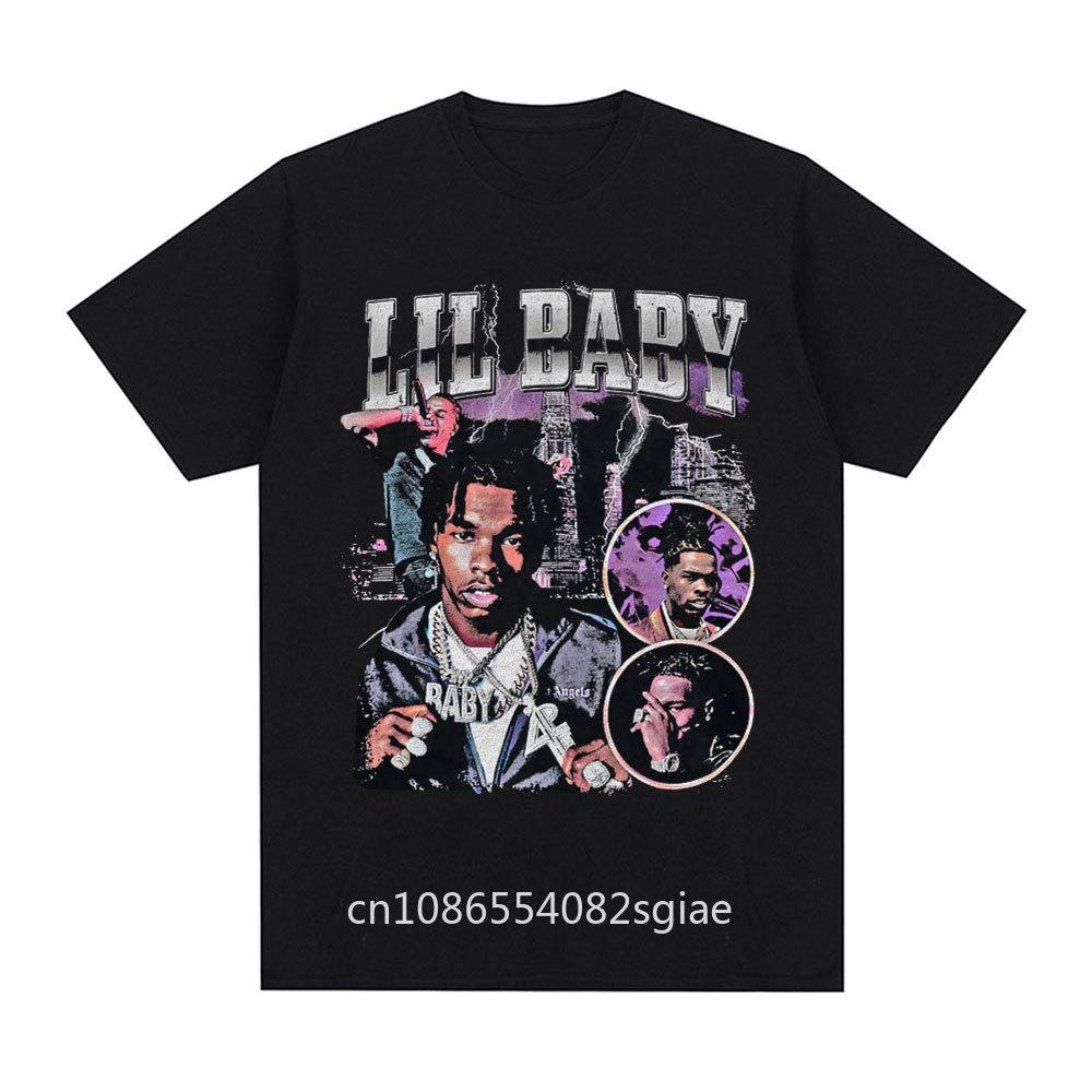 Hip Hop Rapper Lil Baby T-shirt Vintage Graphic Print Oversized T-shirts Fashion Aesthetic Short Sleeve T Shirts Streetwear Unisex