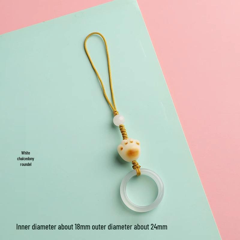 White Bodhi Cat Paw Charcoal Lanyard: Cute Keychain & Phone Charm