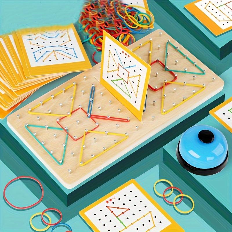 Colorful Inspired Wooden Nail Board Game for Youngsters Interactive 2Player Geometric Shape Creative Rubber Band Educational Toy, Boosts Creativity