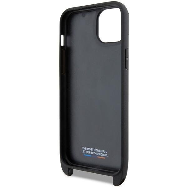 Bmw Bmhcp15S23Psvtk Iphone 15 / 14 / 13 Czarny/Black Hardcase M Edition Carbon Tricolor Lines & Strap