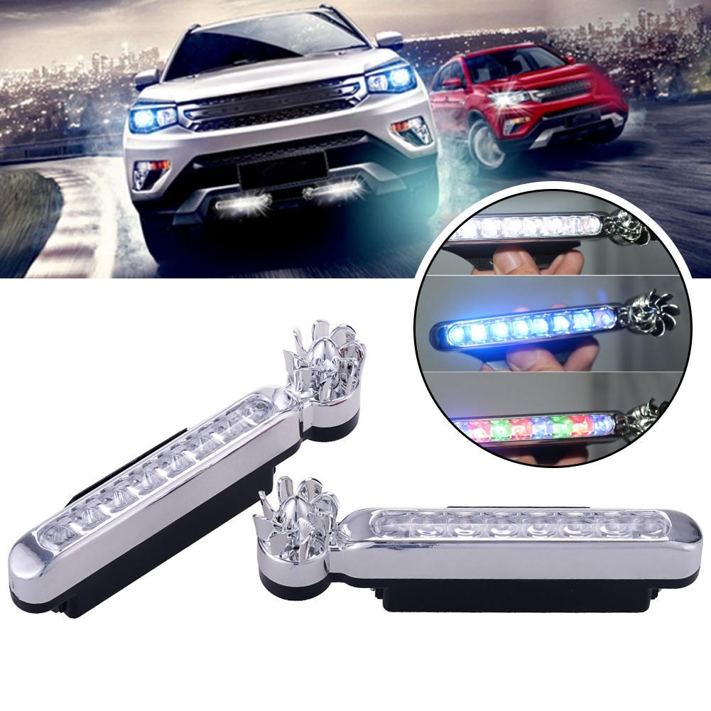 2pcs 8 LED Waterproof Car Daytime Running Light DRL Wind Turbine Powered Fog Day Driving Lamp