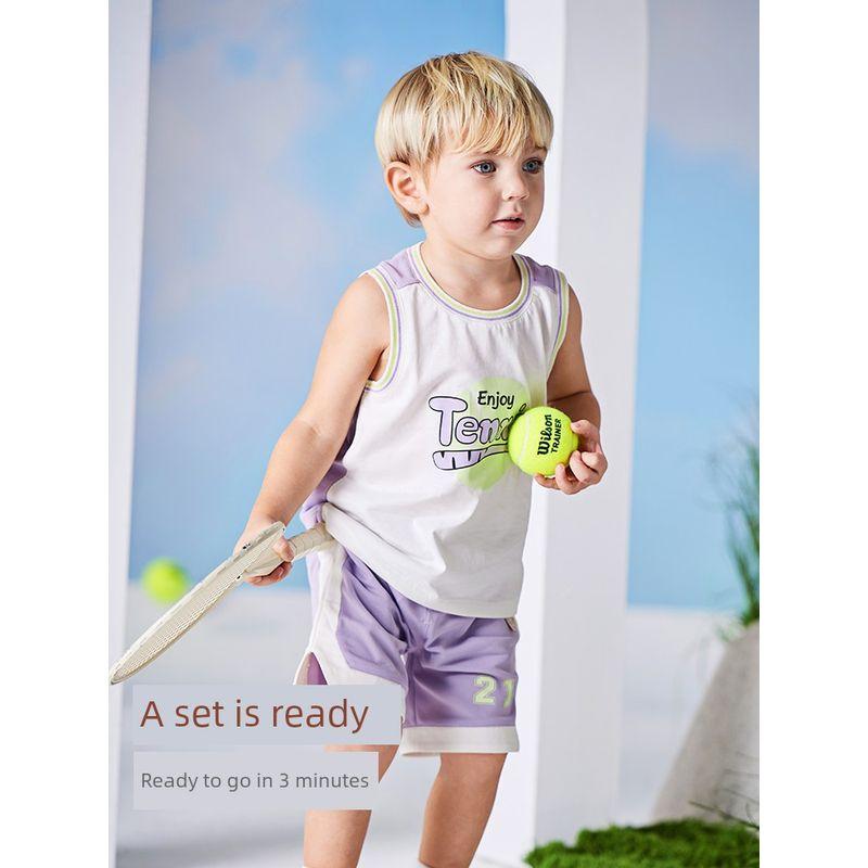 David Bella Boys' Five-Point Pants Set Children's Quick-Dry T-Shirt Stylish New Summer Outfit Baby Sports Two-Piece Set