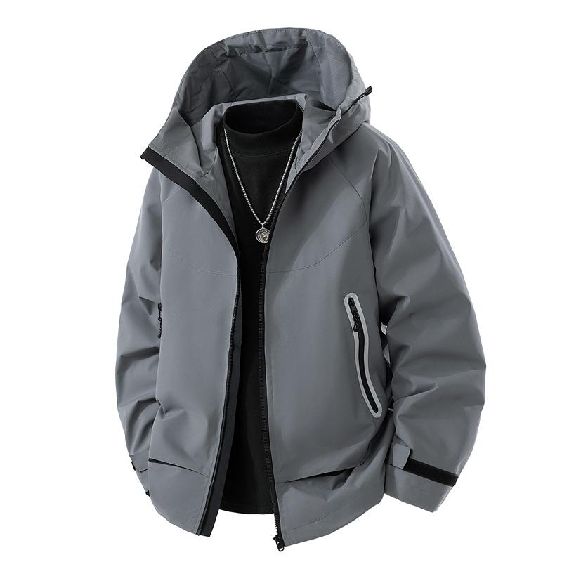 

Шоксьют Мужской С капюшоном Осенний Новый Пара Шоксьют Мужской Водонепроницаемый Уличный Спорт Повседневная Куртка Мужской Красивый Молодой Человек 2XL серый