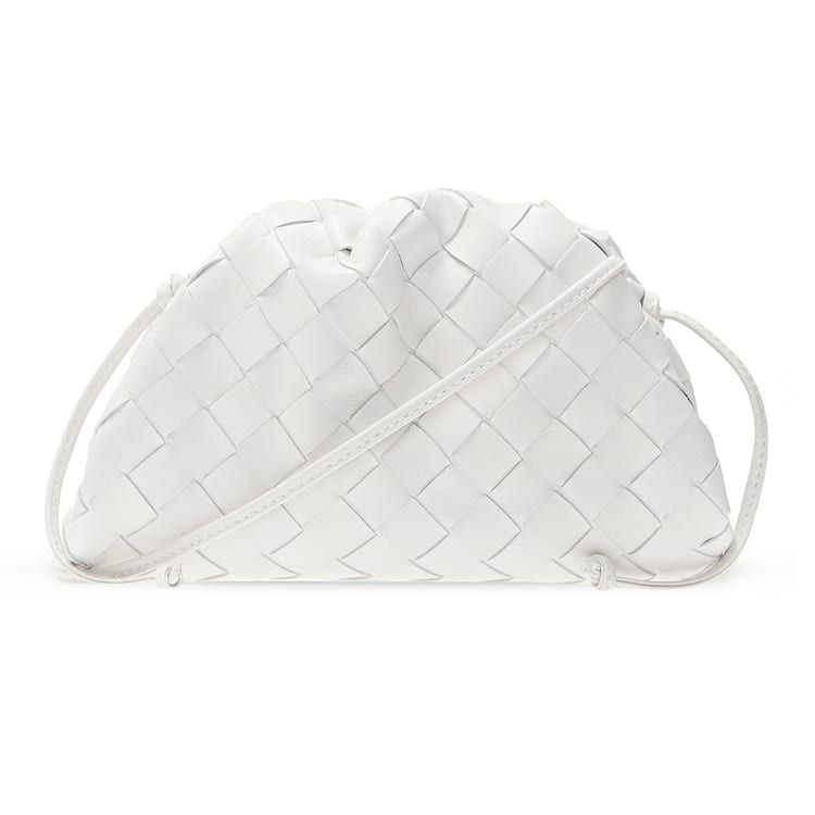 Bottega Veneta Calfskin Shoulder Bag, Crossbody Bag Women's White 585852VCPP1-9143