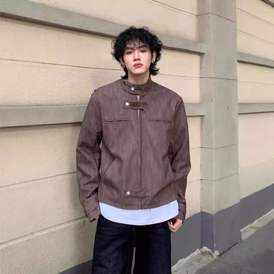 Autumn and Winter Zipper Stand-up Collar Jacket Men's and Women's Loose and Versatile Coat