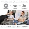 Inflatable Travel Neck Pillow with Portable Flannel Fleece Blanket and Zipper Storage Bag