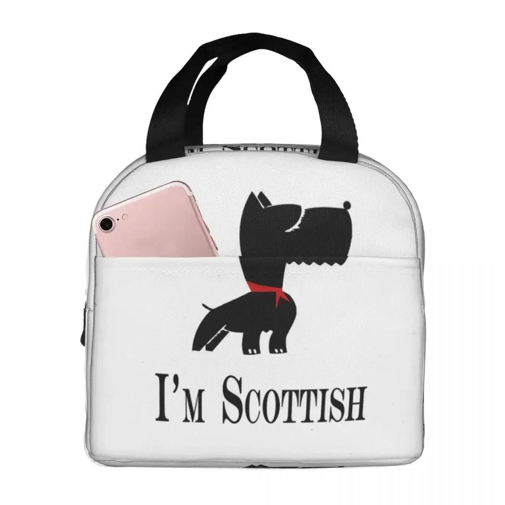 Scottie Dog Love Hearts Scottish Terrier Insulated Lunch Bag for Women Kids Portable Food Boxes Thermal Lunch Box Tote