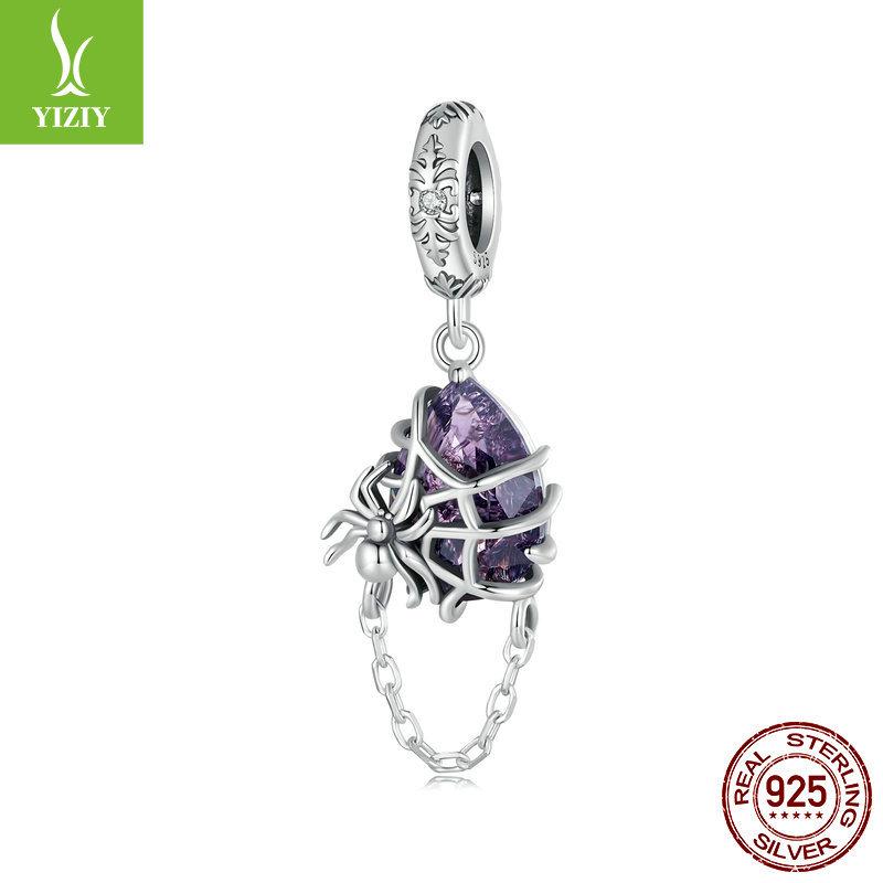 

Хэллоуин Паук Сделай сам Браслет Ожерелье Подвеска, Фиолетовый Дьябло Серебро 925 пробы С бусинами