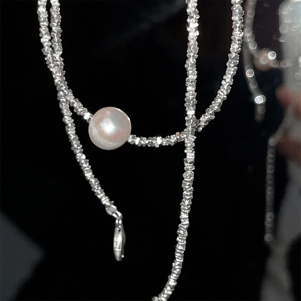 Broken silver a few taels of pearl necklace 925 sterling silver light luxury necklace fashion high sense exquisite jewelry women 2025 new