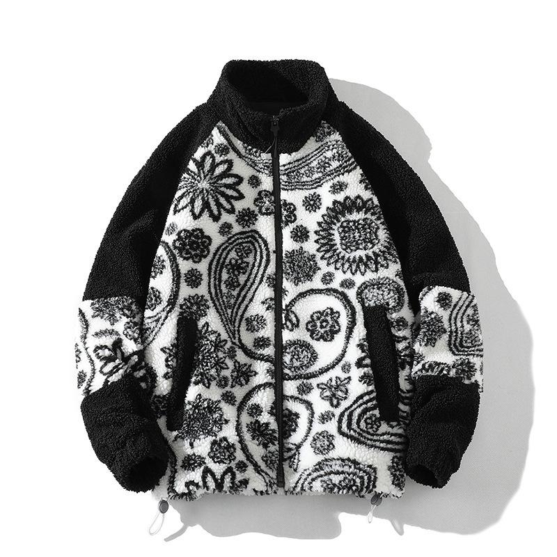 Trend Loose Casual Embroidery Decorative Couple Lamb Fleece Jacket Men