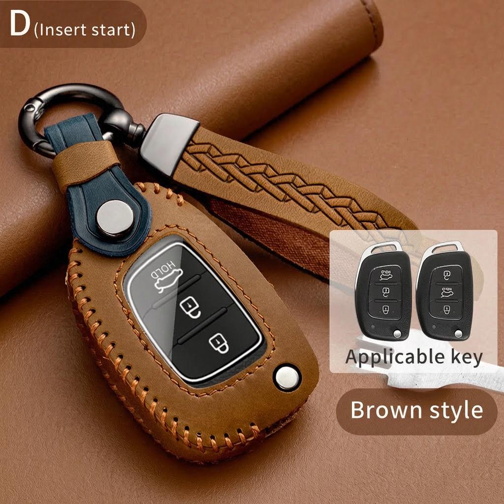 Leather Smart Key Fob Cover For Hyundai Ix35 Sonata Elantra Tucson Santa Fe Creta Palisade Kia K5 K3 Sportage Sorento Key Case
