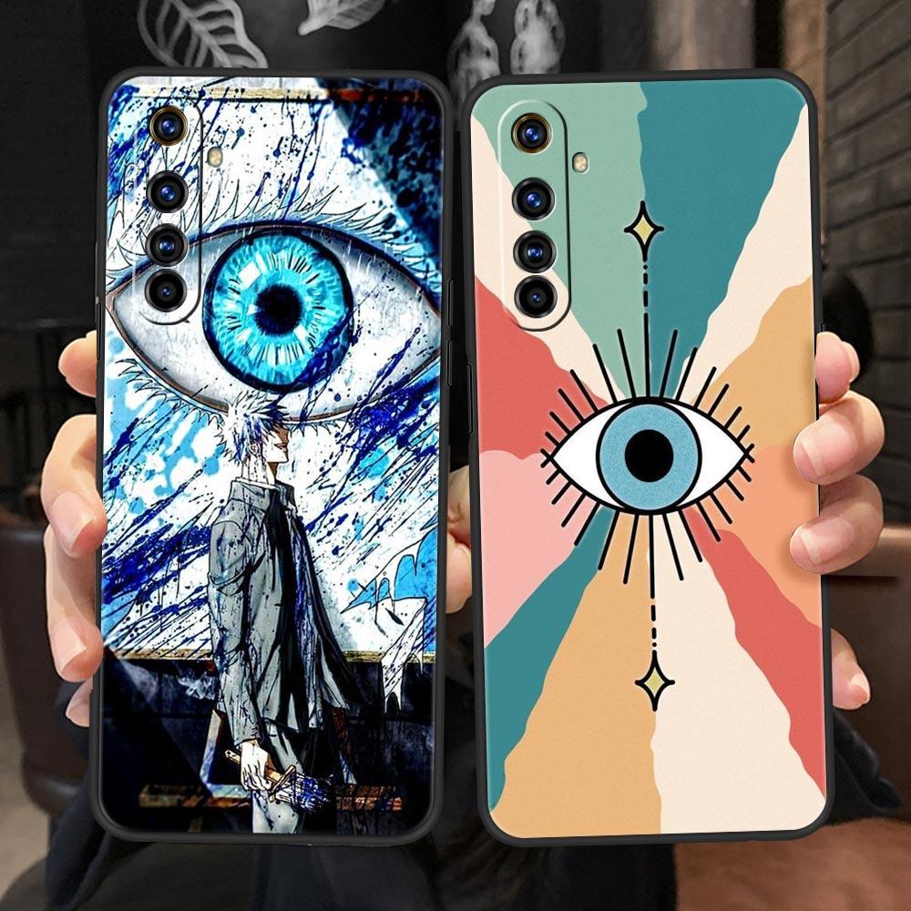 Lucky Eye Blue Evil Eye Print Phone Case For Realme 10 9 8 5G 7 6 GT2 Pro Plus 9i 8i C21 C11 C25 C35 GT Neo 2 3 3T Black Cover