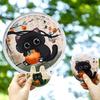 4Pcs Mini Round Pocket Fan Cartoon Reflective Panda Fan Creative Handheld Fan  Outdoor