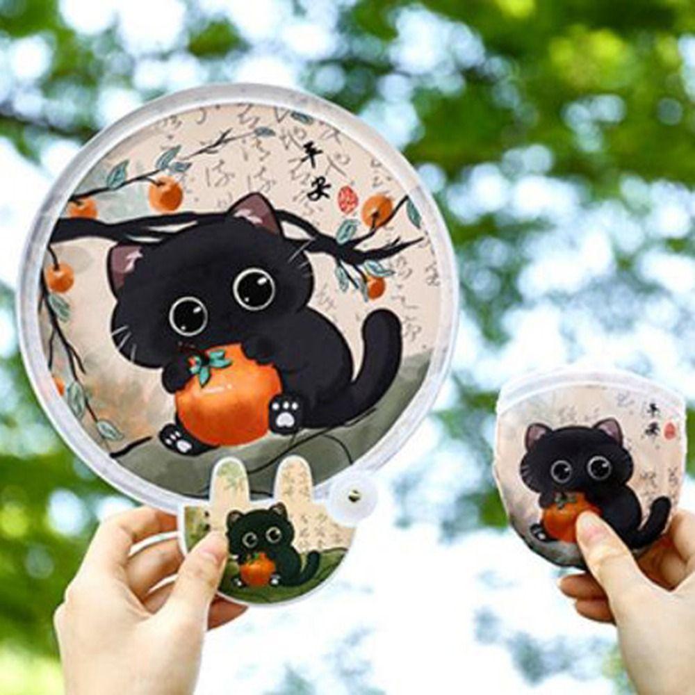 4Pcs Mini Round Pocket Fan Cartoon Reflective Panda Fan Creative Handheld Fan  Outdoor