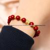 Gold Cinnabar Pixiu Bracelet with Lucky Beads and Curved Tube for Women – 999 Pure Gold DIY Gift