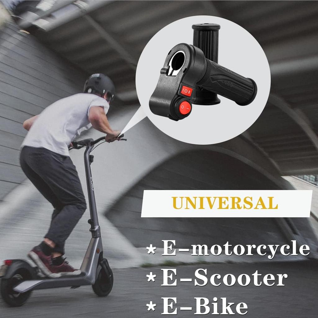 Electric Twist Throttle Grips, Electric Scooter Three Speed Throttle Handlebar, LED Battery Voltage Display Electric Bike Throttle Accelerator