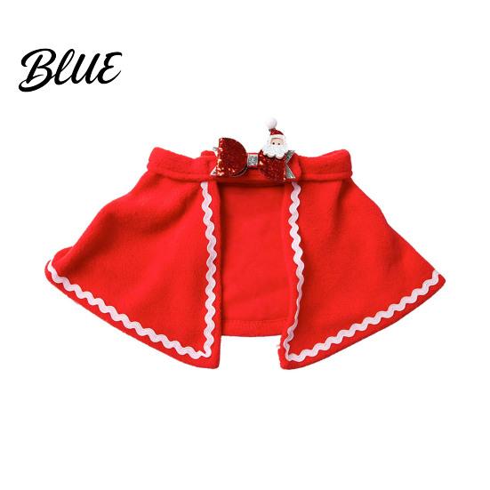 Pet Holiday Apparel Christmas Cape with Bow, Red Cloak for Small Medium Dogs & Cats, Outfit White Wavy Trim, Festive Costume Pets Cat Party Clothes