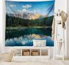Landscape Tapestry Lake Mountain Forest Landscape Lago Di Carezza Wild Nature Scenic Picture Wide Wall Hanging for Bedroom
