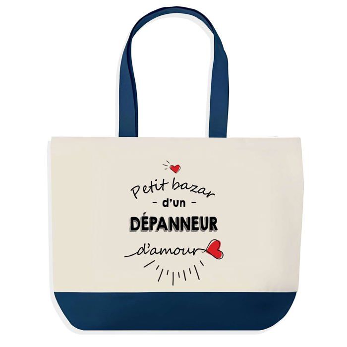 Tote bag - PLANETEE - Bazar d'un Dépanneur d'amour - Fond bleu - Coton - 40x45 cm