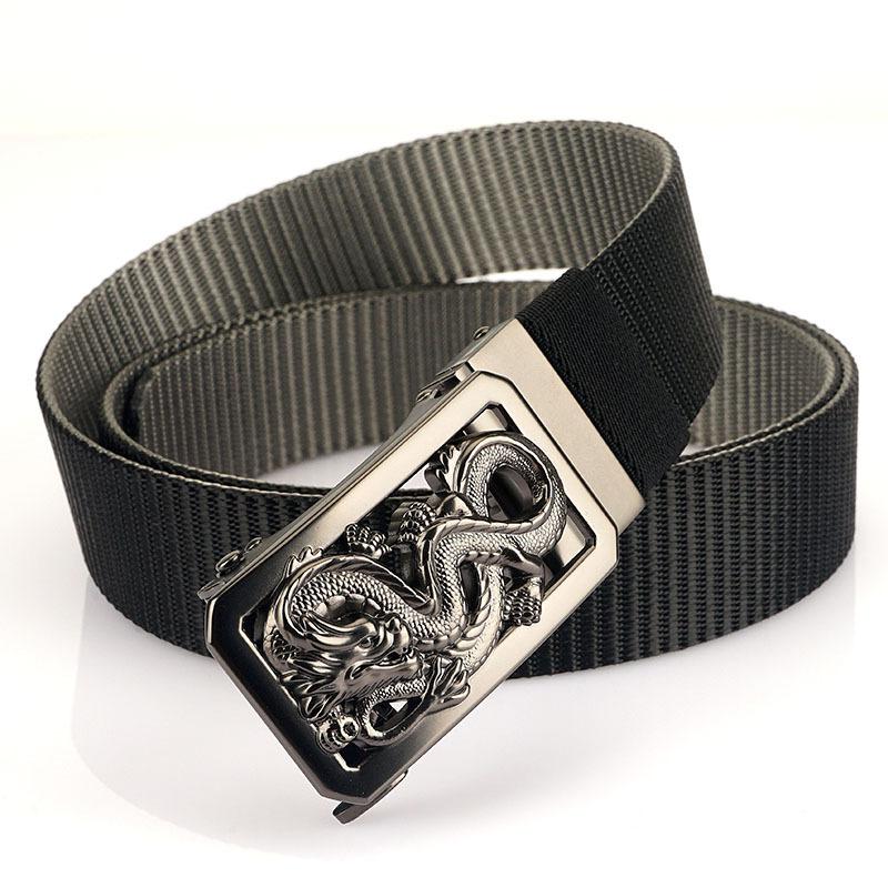 Nowy męski pasek dojazdowy z automatyczną klamrą nylonową, uniwersalny, dwuwarstwowy, gruby pasek do użytku na świeżym powietrzu