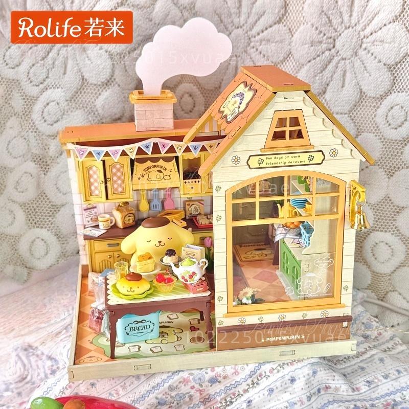 Rolife Building Blocks Pompompurin Diy Miniature Breakfast House Handmade Assembly Toys Desktop Decoration Models Gifts