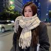 Solid Color Plaid Wool Scarf Cashmere Shawl Long Shawl Elegant Winter Cashmere Scarves  Student