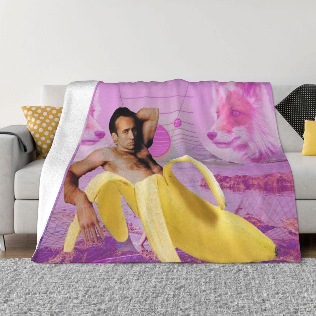 Nicholas Cage Banana Vaporwave An Ultra-Soft Micro Fleece Blanket 30x40in