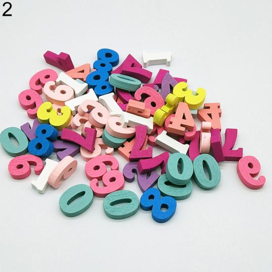 100Pcs DIY Handmade Mixed Color Wooden Letters Numbers Block Teaching Material