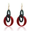Geometric Color Matching Earrings Women's Round Ring Pendant Multi Ring Exaggerated Earrings