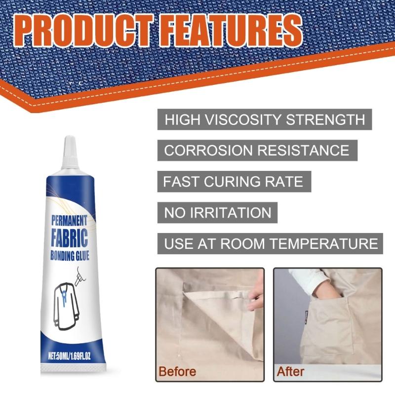50ml Multifunctional Fabric Glues Washable Fabric Adhesive Waterproof Permanent Fabric Bonding Glues for Clothing Repair