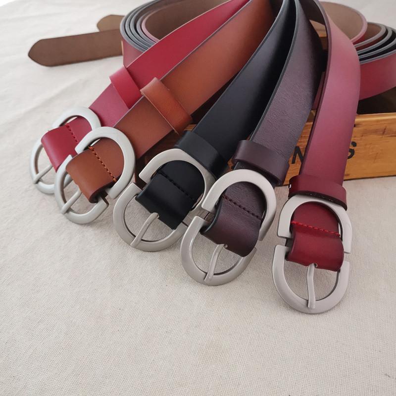 Leather Belt Women Versatile Belt With Antique Buckle For Casual Wear Office